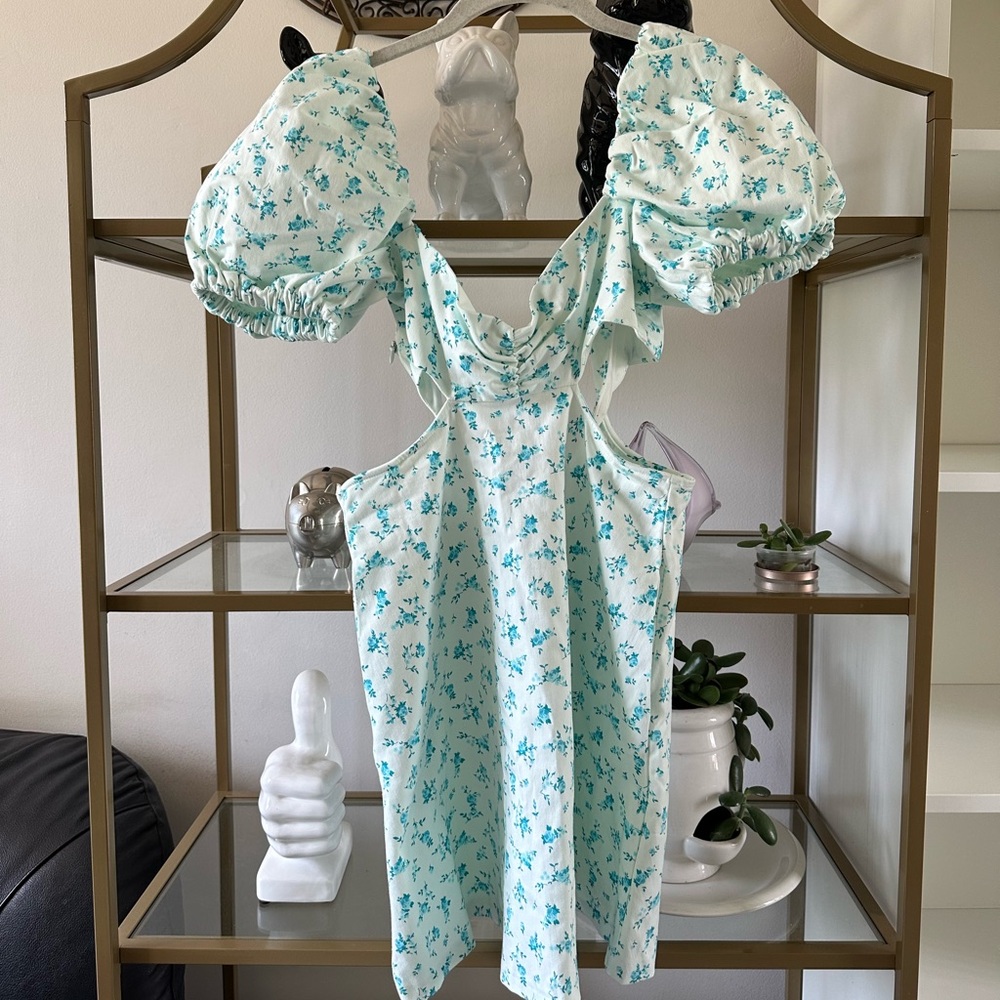 Zara floral blue dress